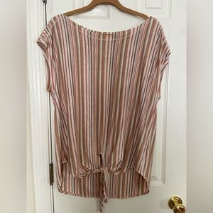 Max Studio Multicolor Striped Tie-Front Blouse